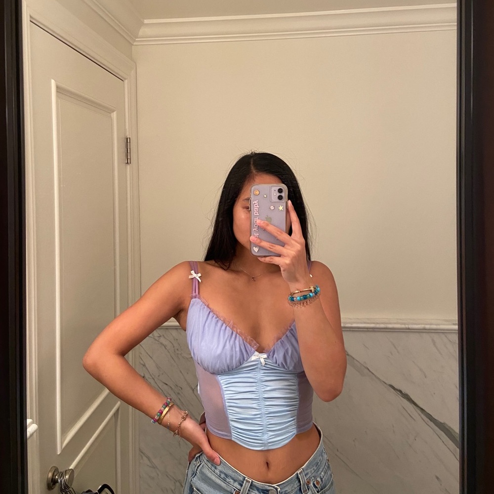 Blue/Lavender Milkmaid Top